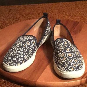 H & M leopard print canvas slip on sneakers.